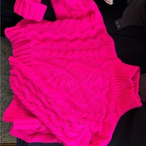 Vibrant Pink Cable Knit Sweater